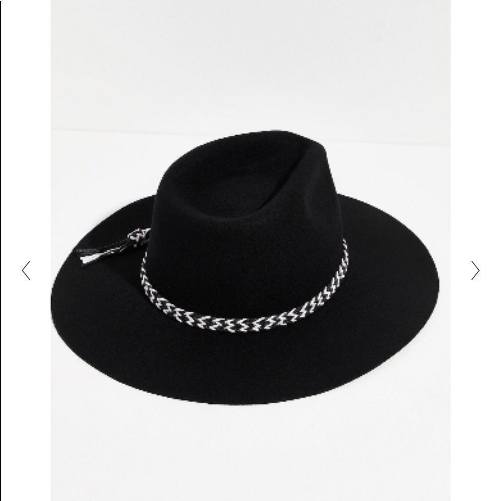 New Free People Wild Heart Felt Hat Black Medium